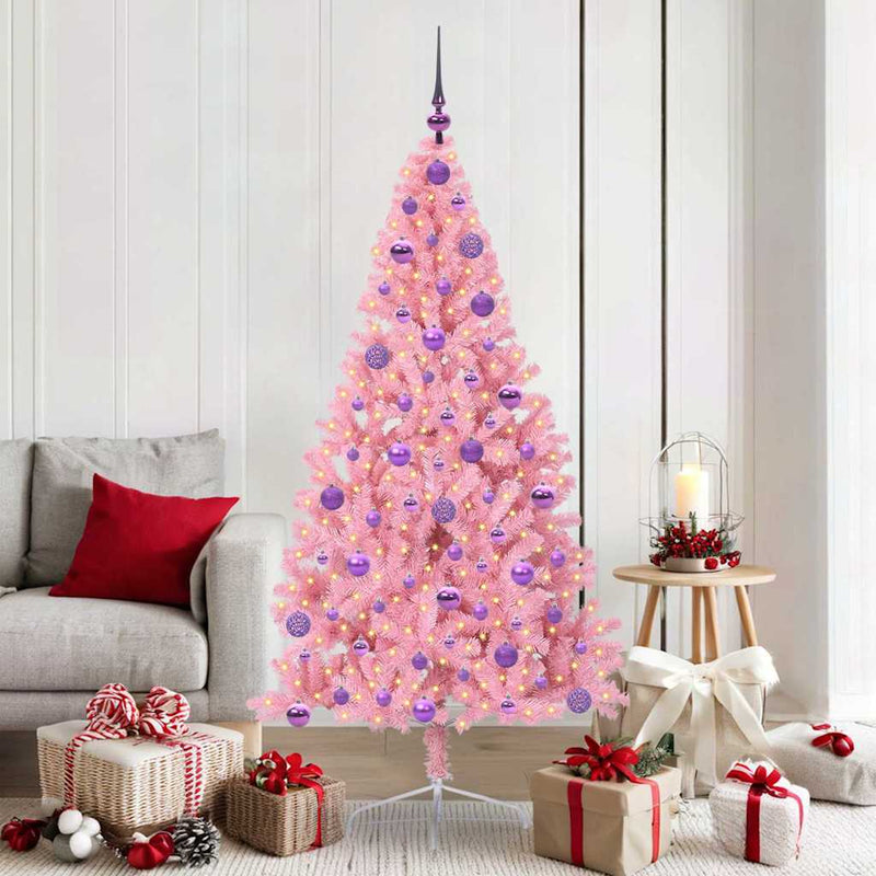 Afbeelding laden in galerijviewer, Vidaxl kunstmatig voorverlicht kerstboom met 300 led roze 180 cm pvc
