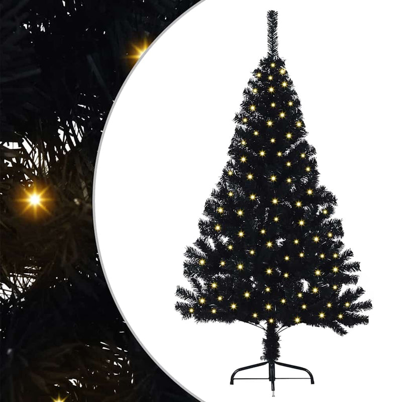 Afbeelding laden in galerijviewer, Vidaxl kunstmatig voorverlicht kerstboom met 150 led zwart 120 cm pvc
