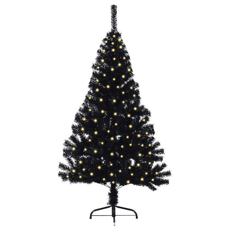 Afbeelding laden in galerijviewer, Vidaxl kunstmatig voorverlicht kerstboom met 150 led zwart 120 cm pvc
