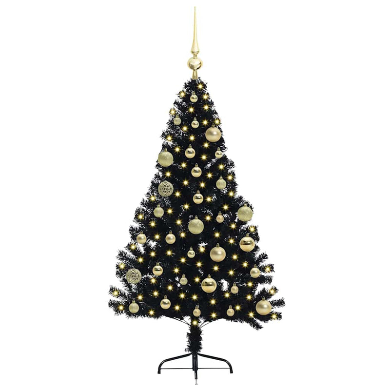 Afbeelding laden in galerijviewer, Vidaxl kunstmatig voorverlicht kerstboom met 150 led zwart 120 cm pvc
