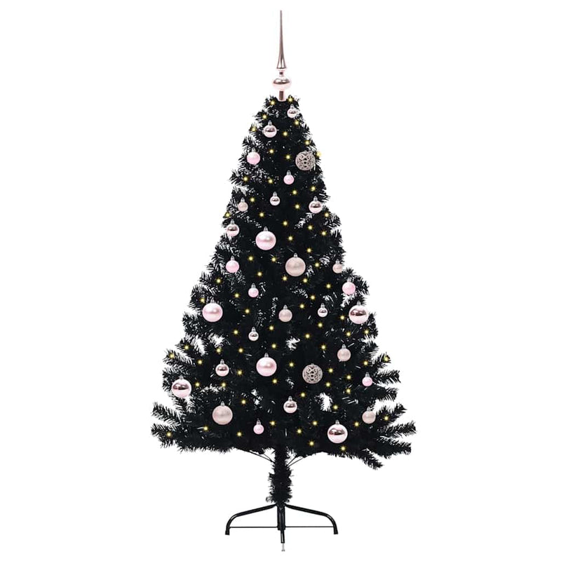 Afbeelding laden in galerijviewer, Vidaxl kunstmatig voorverlicht kerstboom met 150 led zwart 150 cm pvc
