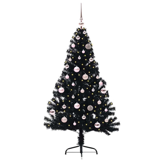 Vidaxl kunstmatig voorverlicht kerstboom met 150 led zwart 150 cm pvc