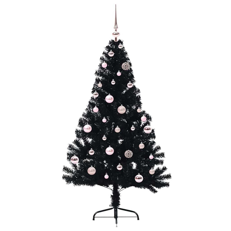 Afbeelding laden in galerijviewer, Vidaxl kunstmatig voorverlicht kerstboom met 150 led zwart 150 cm pvc
