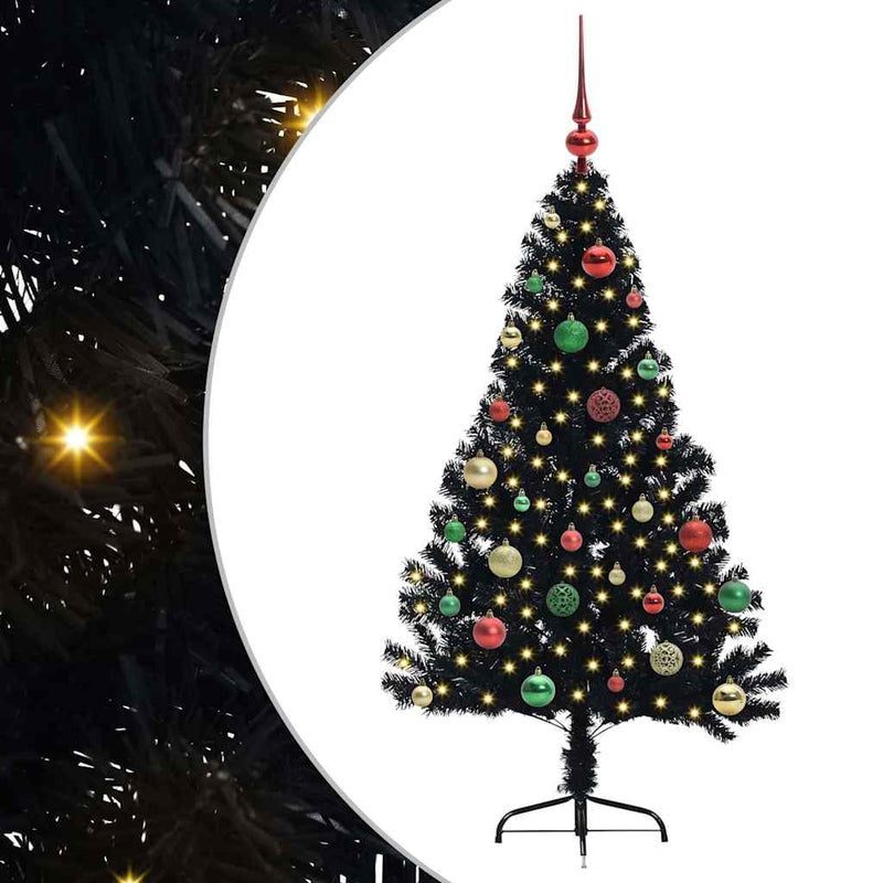 Afbeelding laden in galerijviewer, Vidaxl kunstmatig voorverlicht kerstboom met 150 led zwart 150 cm pvc
