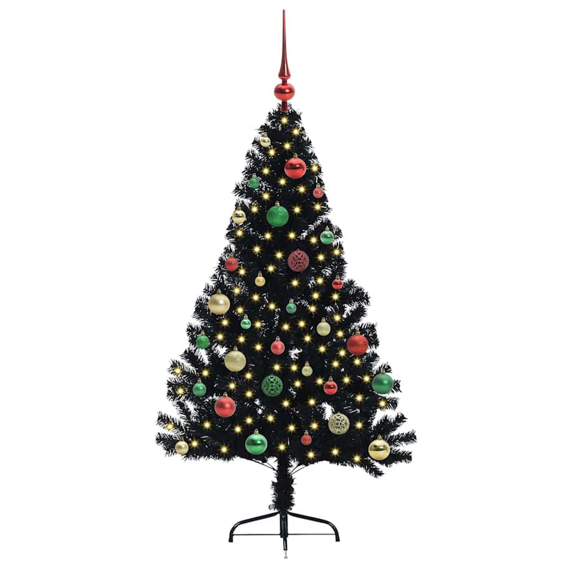 Afbeelding laden in galerijviewer, Vidaxl kunstmatig voorverlicht kerstboom met 150 led zwart 150 cm pvc
