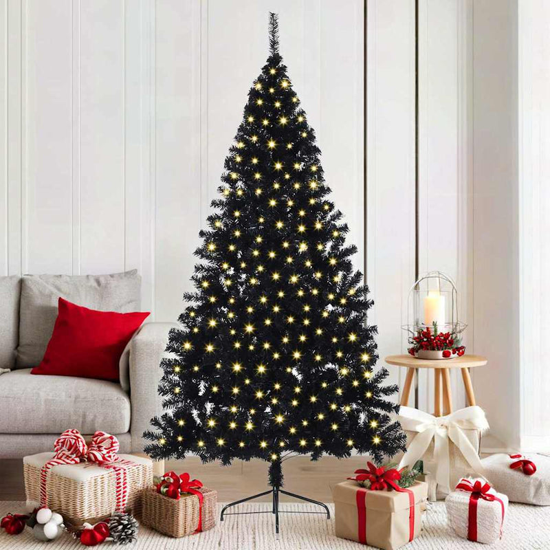 Afbeelding laden in galerijviewer, Vidaxl kunstmatig voorverlicht kerstboom met 300 led zwart 180 cm pvc
