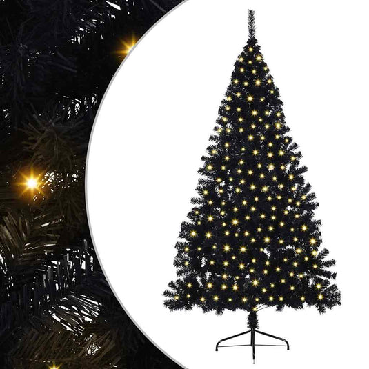 Vidaxl kunstmatig voorverlicht kerstboom met 300 led zwart 180 cm pvc