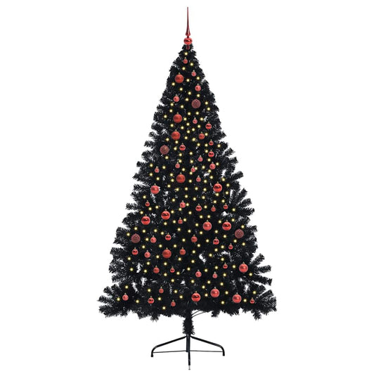 Vidaxl kunstmatig voorverlicht kerstboom met 300 led zwart 210 cm pvc