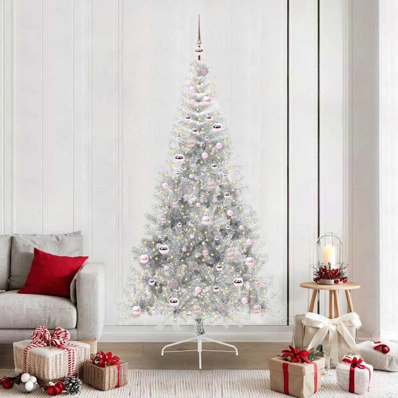 Afbeelding laden in galerijviewer, Vidaxl kunstmatig voorverlicht kerstboom met 300 led zilver 210 cm pet
