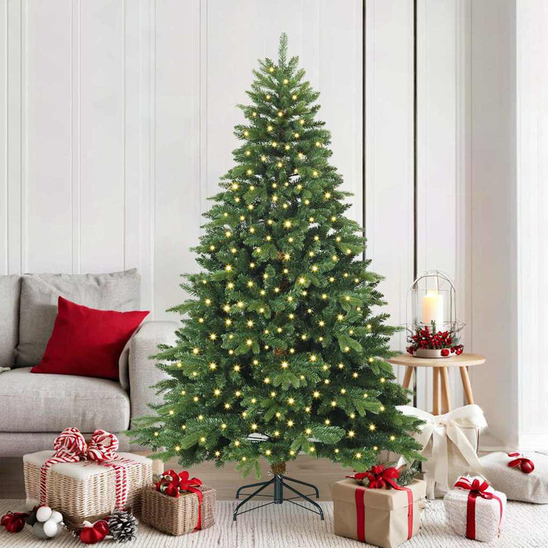 Afbeelding laden in galerijviewer, Vidaxl kunstkerstboom met 300 led met standaard groen 180 cm pe en pvc
