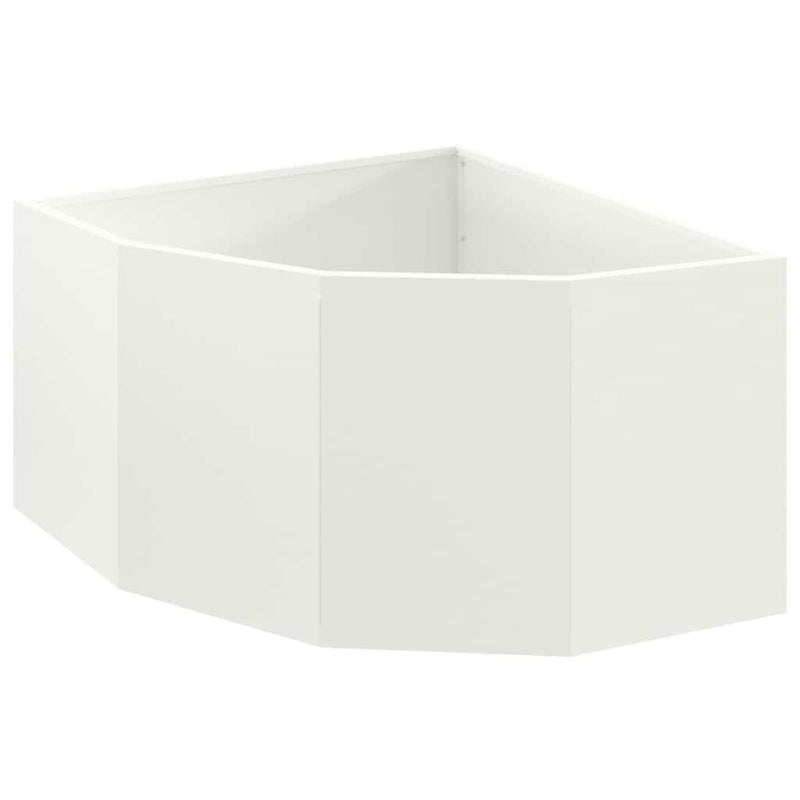 Afbeelding laden in galerijviewer, Vidaxl hoek plantbak wit 60 x 60 x 35 cm staal
