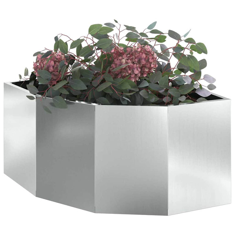 Afbeelding laden in galerijviewer, Vidaxl hoek plantbak zilver 60 x 60 x 35 cm gegalvaniseerd staal
