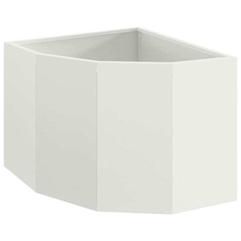 Afbeelding laden in galerijviewer, Vidaxl hoek plantbak wit 45 x 45 x 35 cm staal
