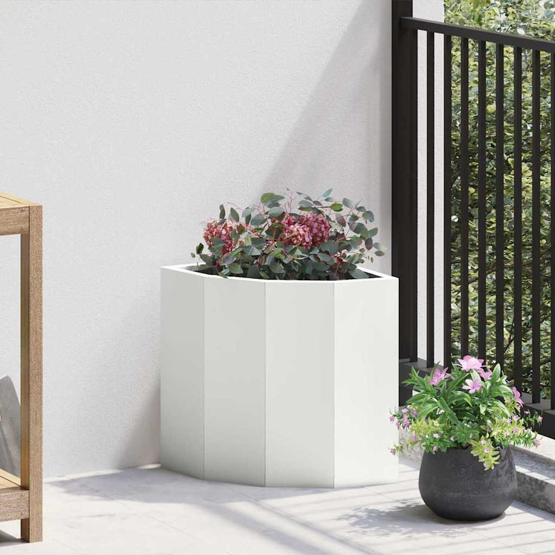 Afbeelding laden in galerijviewer, Vidaxl hoek plantbak wit 30 x 30 x 35 cm staal
