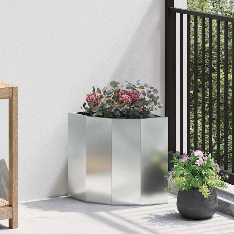 Afbeelding laden in galerijviewer, Vidaxl hoek plantbak zilver 30 x 30 x 35 cm gegalvaniseerd staal
