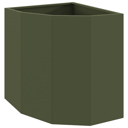 Vidaxl hoek plantbak olijfgroen 45 x 45 x 50 cm staal