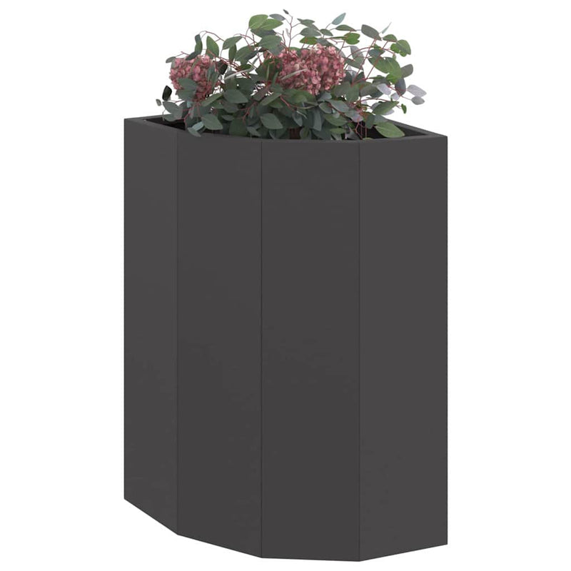 Afbeelding laden in galerijviewer, Vidaxl hoek plantbak zwart 30 x 30 x 50 cm staal
