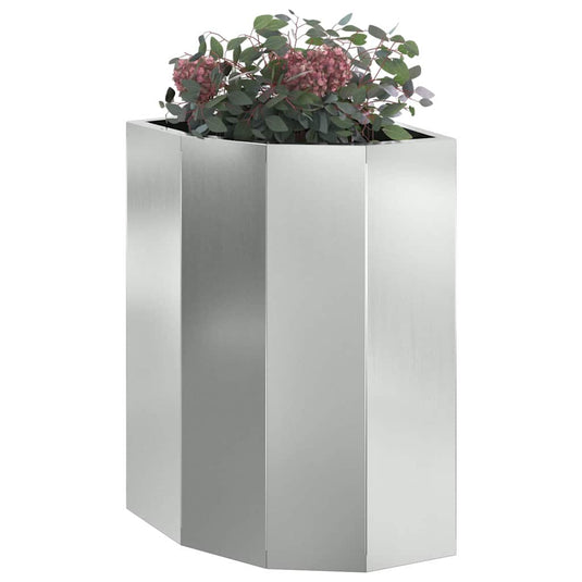 Vidaxl hoek plantbak zilver 30 x 30 x 50 cm gegalvaniseerd staal