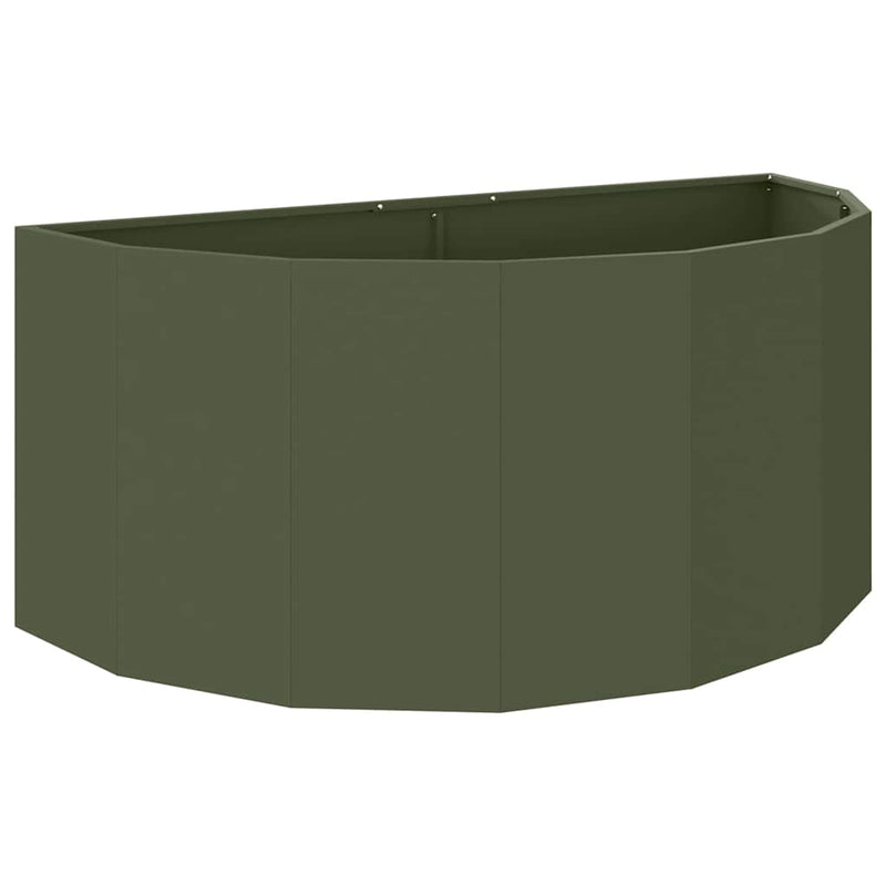 Afbeelding laden in galerijviewer, Vidaxl plantenbak olijf groen 120 x 60 x 50 cm staal
