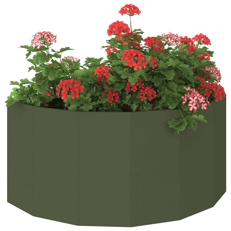 Afbeelding laden in galerijviewer, Vidaxl plantenbak olijf groen 120 x 60 x 50 cm staal
