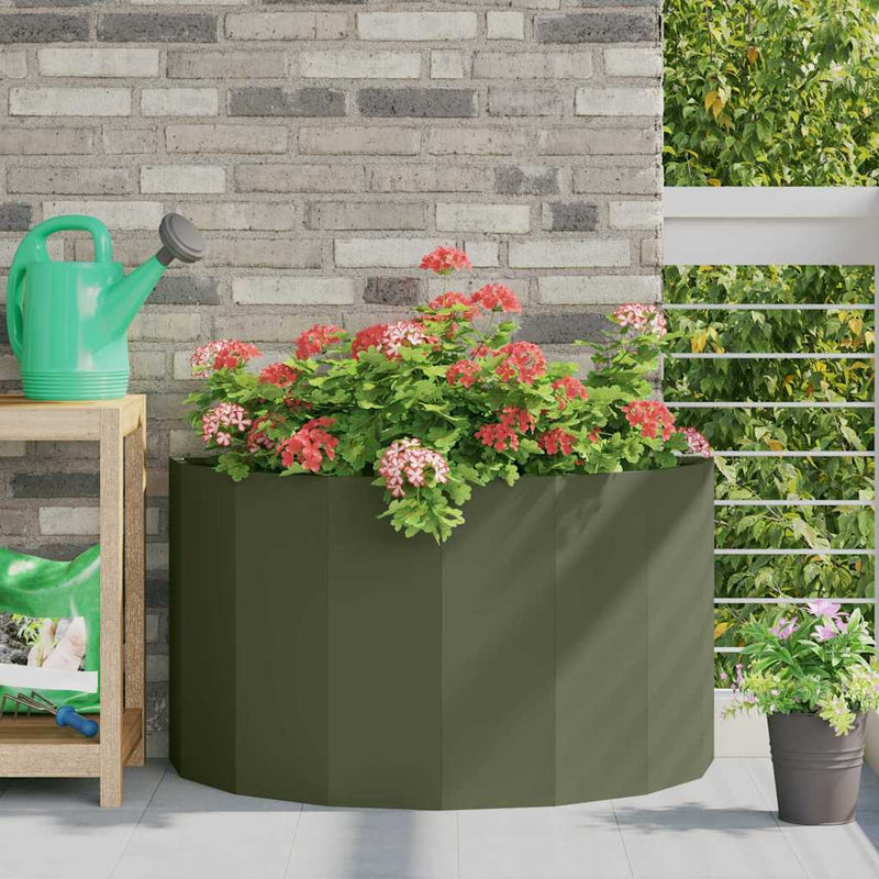 Afbeelding laden in galerijviewer, Vidaxl plantenbak olijf groen 90 x 45 x 50 cm staal

