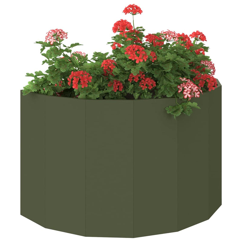 Afbeelding laden in galerijviewer, Vidaxl plantenbak olijf groen 90 x 45 x 50 cm staal
