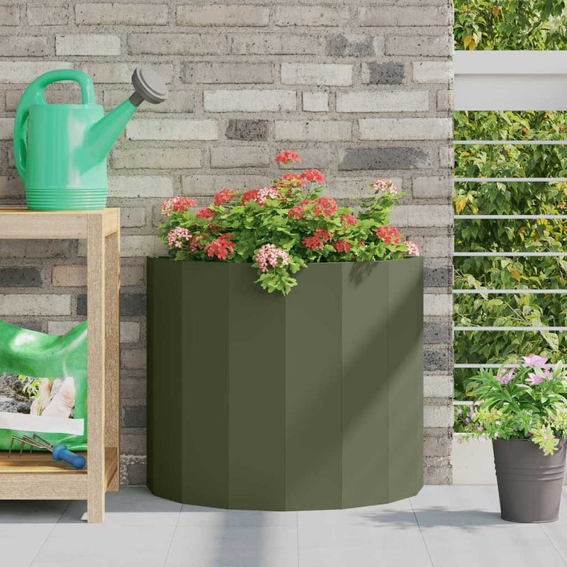 Afbeelding laden in galerijviewer, Vidaxl plantenbak olijf groen 60 x 30 x 50 cm staal

