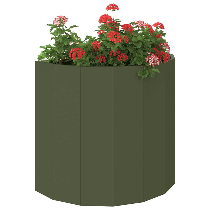 Afbeelding laden in galerijviewer, Vidaxl plantenbak olijf groen 60 x 30 x 50 cm staal
