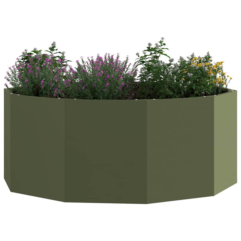 Afbeelding laden in galerijviewer, Vidaxl plantenbak olijf groen 90 x 90 x 35 cm staal
