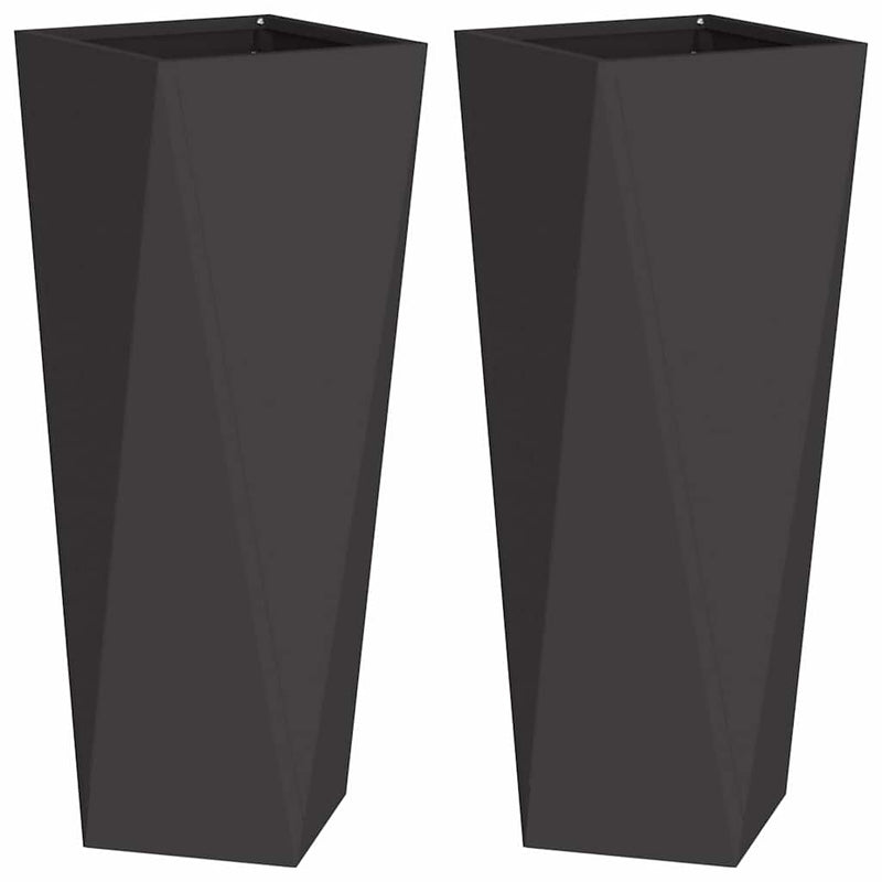 Afbeelding laden in galerijviewer, Vidaxl plantenbak 2 pcs zwart 30 x 30 x 75 cm staal

