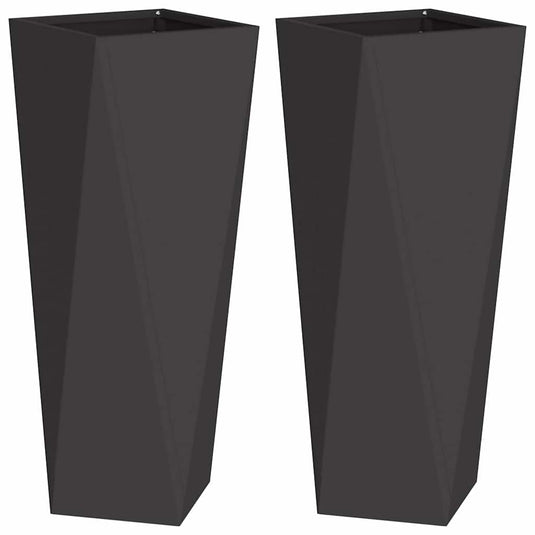 Vidaxl plantenbak 2 pcs zwart 30 x 30 x 75 cm staal