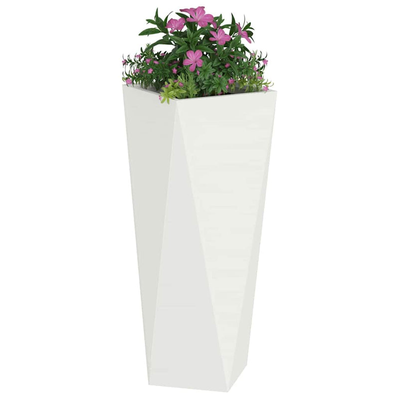 Afbeelding laden in galerijviewer, Vidaxl plantenbak wit 30 x 30 x 75 cm staal
