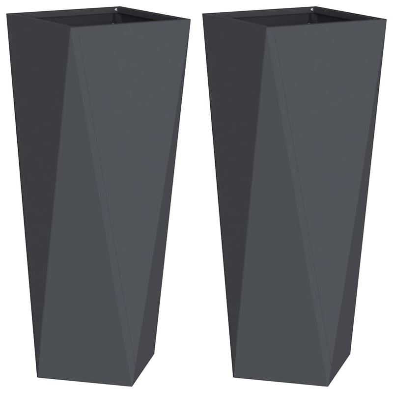 Afbeelding laden in galerijviewer, Vidaxl plantenbak 2 pcs antraciet 30 x 30 x 75 cm staal
