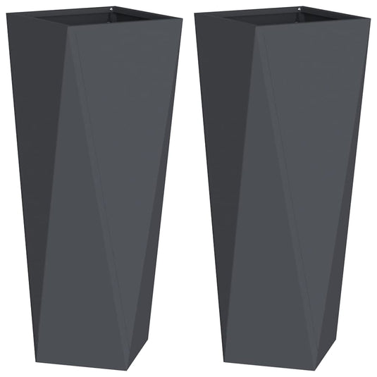 Vidaxl plantenbak 2 pcs antraciet 30 x 30 x 75 cm staal