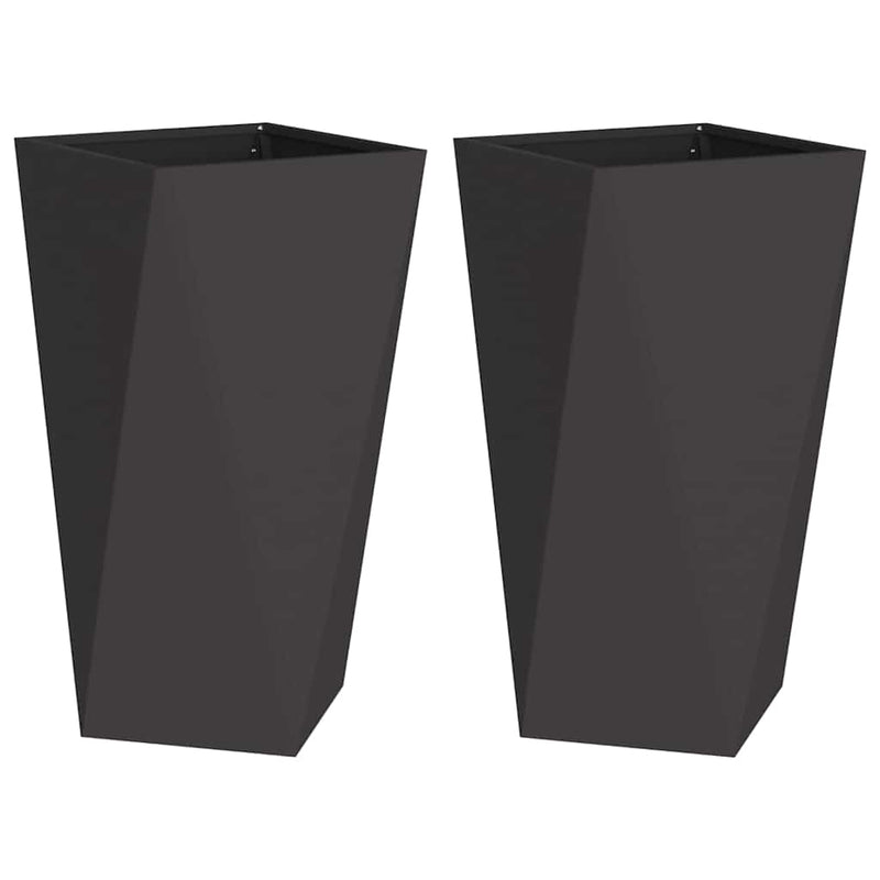 Afbeelding laden in galerijviewer, Vidaxl plantenbak 2 pcs zwart 40 x 40 x 75 cm staal
