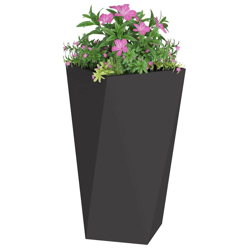 Afbeelding laden in galerijviewer, Vidaxl plantenbak 2 pcs zwart 40 x 40 x 75 cm staal
