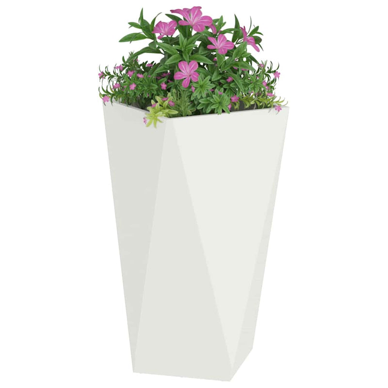 Afbeelding laden in galerijviewer, Vidaxl plantenbak 2 pcs wit 40 x 40 x 75 cm staal
