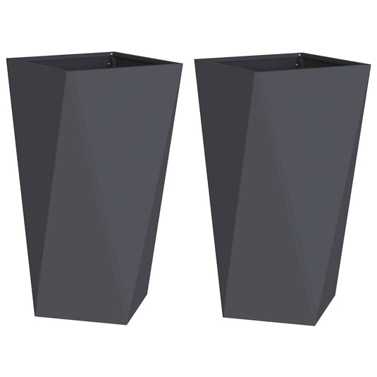 Vidaxl plantenbak 2 pcs antraciet 40 x 40 x 75 cm staal