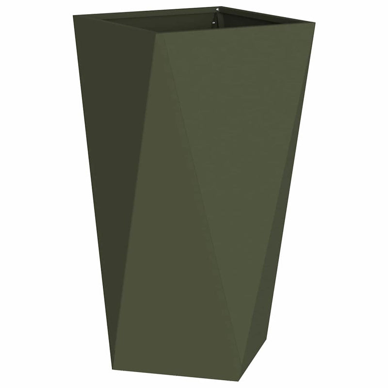 Afbeelding laden in galerijviewer, Vidaxl plantenbak olijf groen 40 x 40 x 75 cm staal
