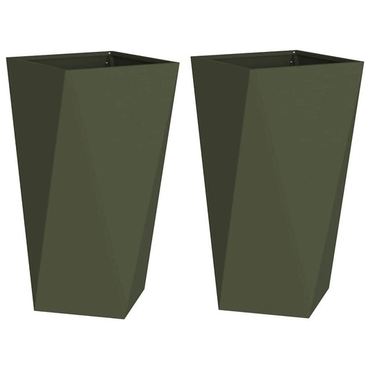 Vidaxl plantenbak 2 pcs olijf groen 40 x 40 x 75 cm staal