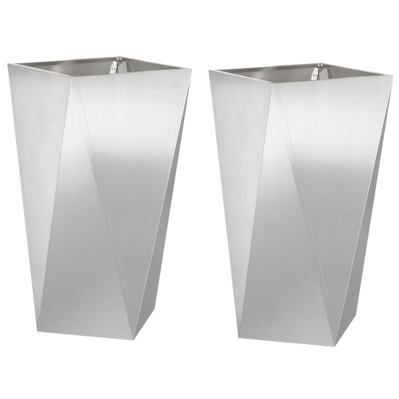 Afbeelding laden in galerijviewer, Vidaxl plantenbak 2 pcs zilver 40 x 40 x 75 cm roestvrij staal
