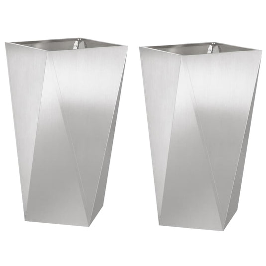 Vidaxl plantenbak 2 pcs zilver 40 x 40 x 75 cm roestvrij staal