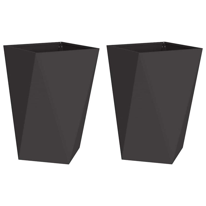 Afbeelding laden in galerijviewer, Vidaxl plantenbak 2 pcs zwart 50 x 50 x 75 cm staal
