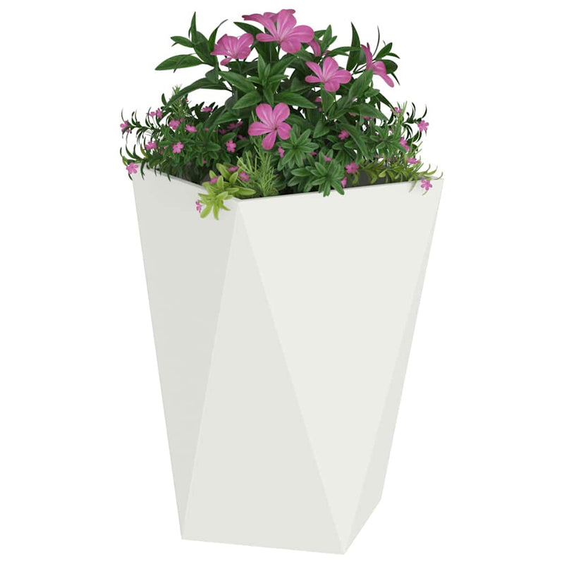 Afbeelding laden in galerijviewer, Vidaxl plantenbak wit 50 x 50 x 75 cm staal
