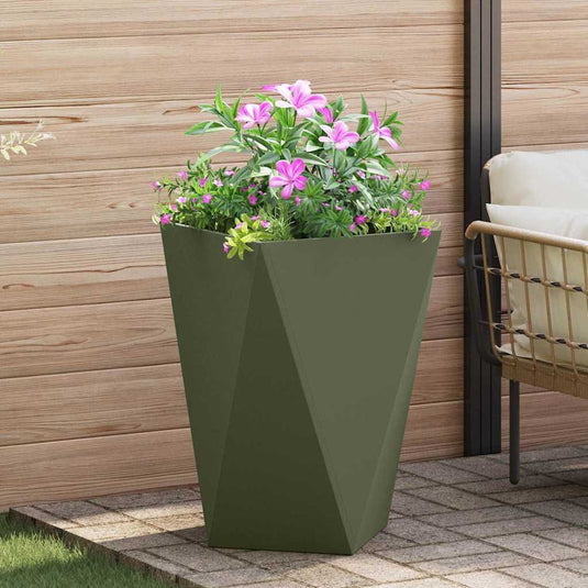 Vidaxl plantenbak olijf groen 50 x 50 x 75 cm staal