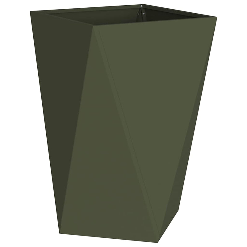 Afbeelding laden in galerijviewer, Vidaxl plantenbak olijf groen 50 x 50 x 75 cm staal
