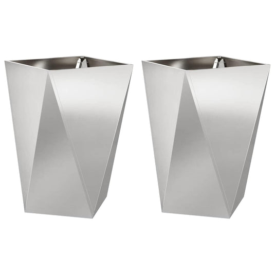 Vidaxl plantenbak 2 pcs zilver 50 x 50 x 75 cm roestvrij staal