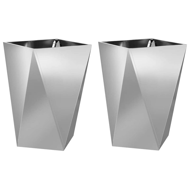 Afbeelding laden in galerijviewer, Vidaxl plantenbak 2 pcs zilver 50 x 50 x 75 cm gegalvaniseerd staal
