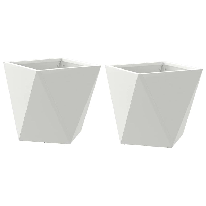 Afbeelding laden in galerijviewer, Vidaxl plantenbak 2 pcs wit 30 x 30 x 30 cm staal
