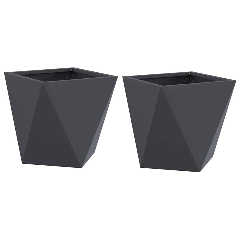 Afbeelding laden in galerijviewer, Vidaxl plantenbak 2 pcs antraciet 30 x 30 x 30 cm staal
